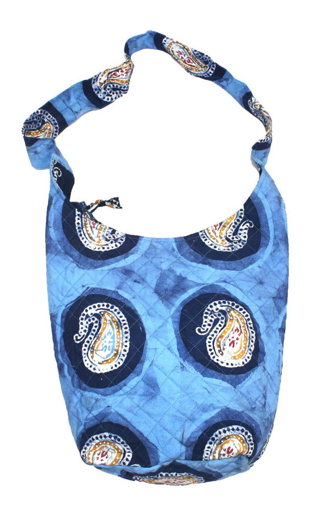 Authentische gesteppte Hobo-Tasche aus Batik-Baumwolle, 14 x 14