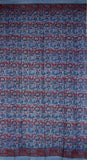 Bombažna plošča za zavese s cvetličnim vzorcem blokov 46 x 88 palcev, modra