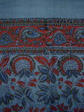 Vorhang mit floralem Blockdruck, Baumwolle, 116,8 x 223,5 cm, Blau