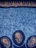 蜡染窗帘窗帘面板棉质 46 英寸 x 88 英寸蓝色