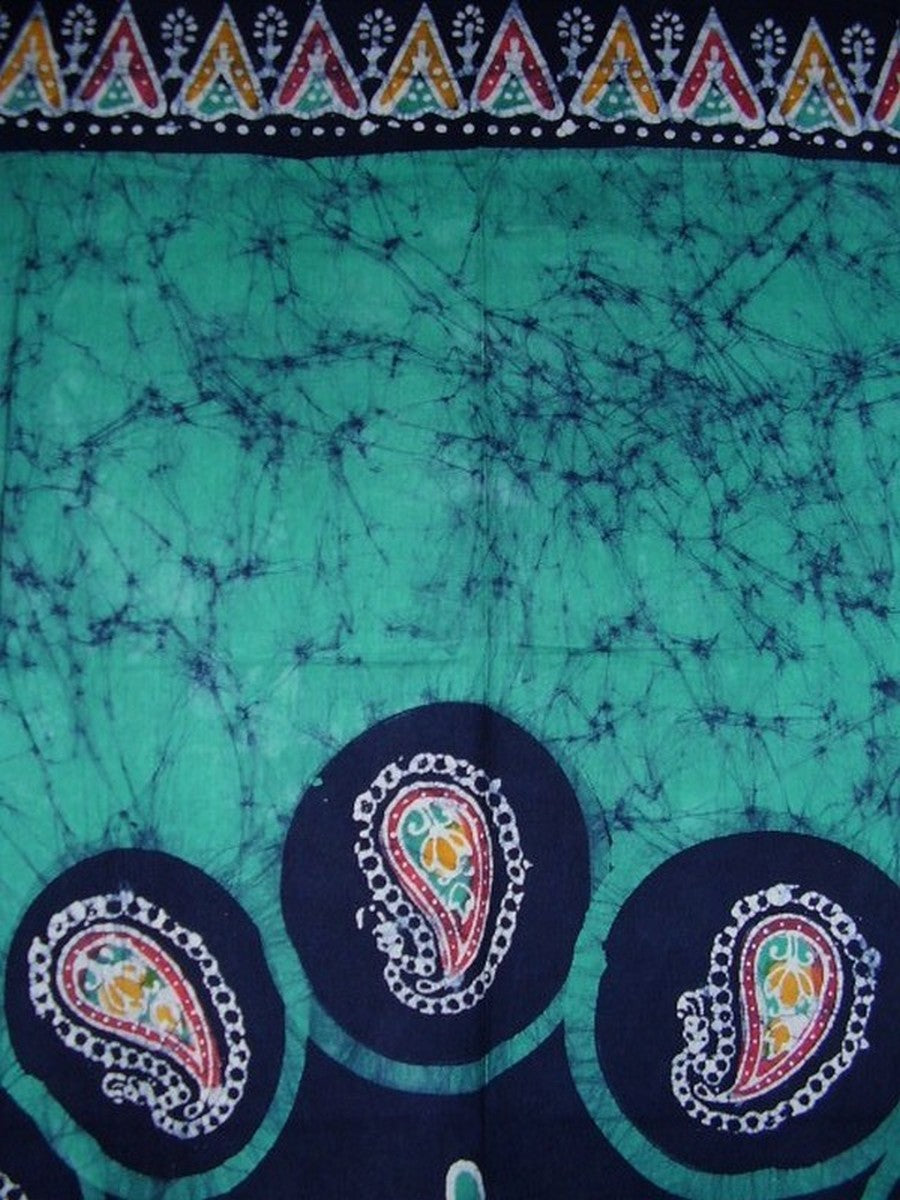 Batik-Vorhang aus Baumwolle, 116,8 x 223,5 cm, Smaragdgrün