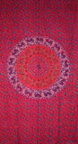 Sanganeer Cortina con estampado de bloques Panel de algodón 46" x 88" Rojo