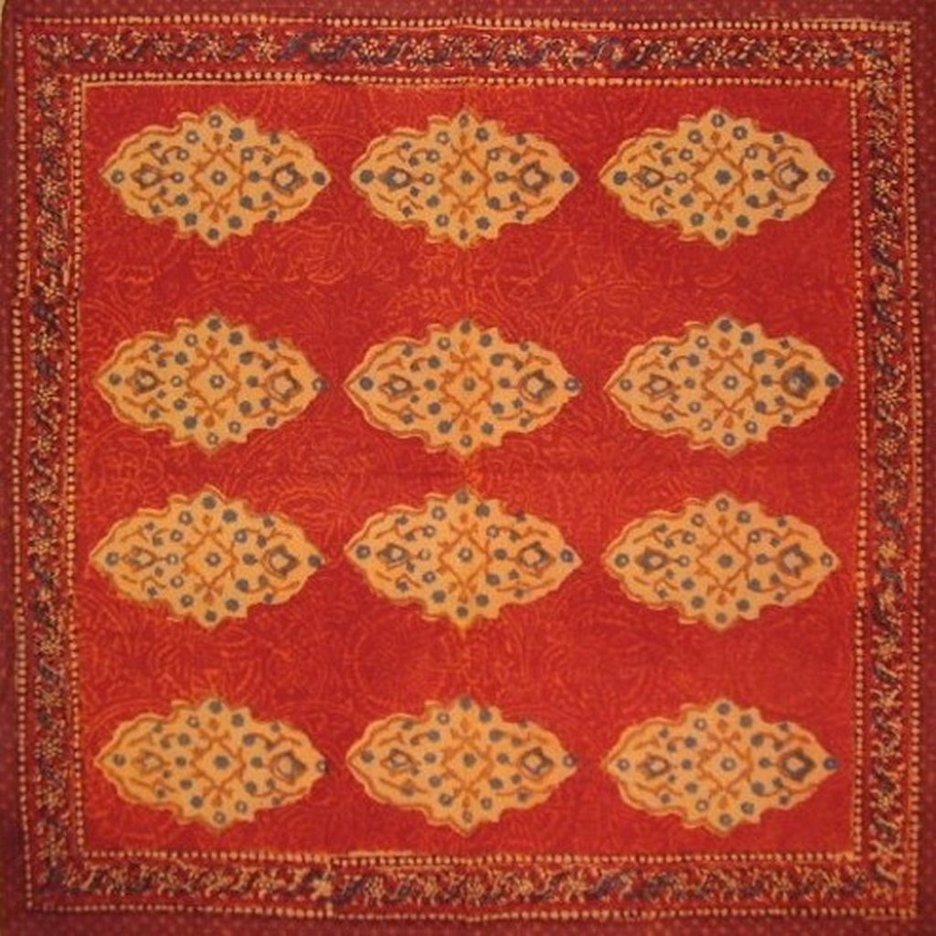 Kensington 木版印刷棉質餐巾 18 英吋 x 18 英吋紅橙色