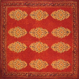 Servilleta de mesa de algodón con estampado de bloques Kensington, 18.0 x 18.0 in, rojo naranja