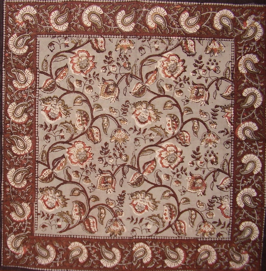 Tischserviette aus Baumwolle mit Blockdruck, 45,7 x 45,7 cm, Grau
