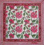 Pretty in Pink Blockdruck-Tischserviette aus Baumwolle, 50,8 x 50,8 cm, Rosa