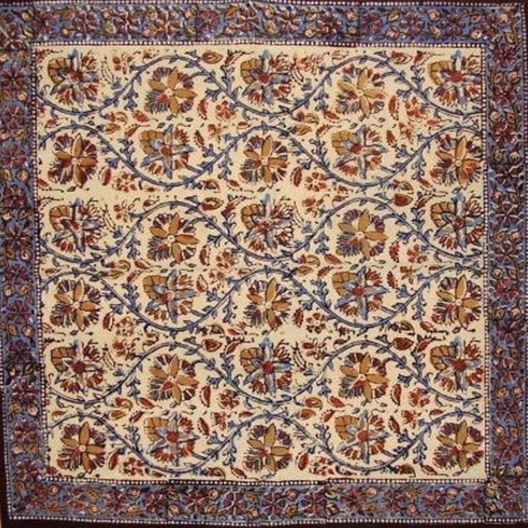 Serviette de table en coton à imprimé bloc Kalamkari 18 "x 18" multicolore
