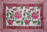 Pretty in Pink Block Print Cotton Table Placemat 20" x 14" Pink