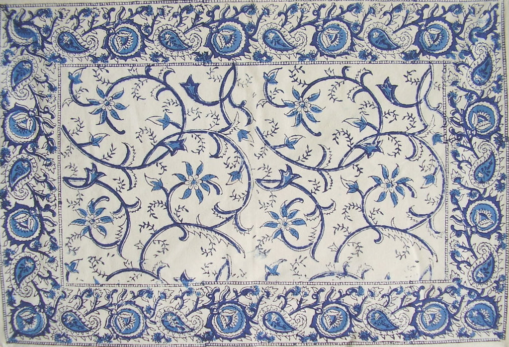 Rajasthan Vine katoenen tafelplacemat 40 x 30 cm blauw