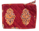 Block Printed Cotton Quilted Kensington Clutch Bag 9 x 7 