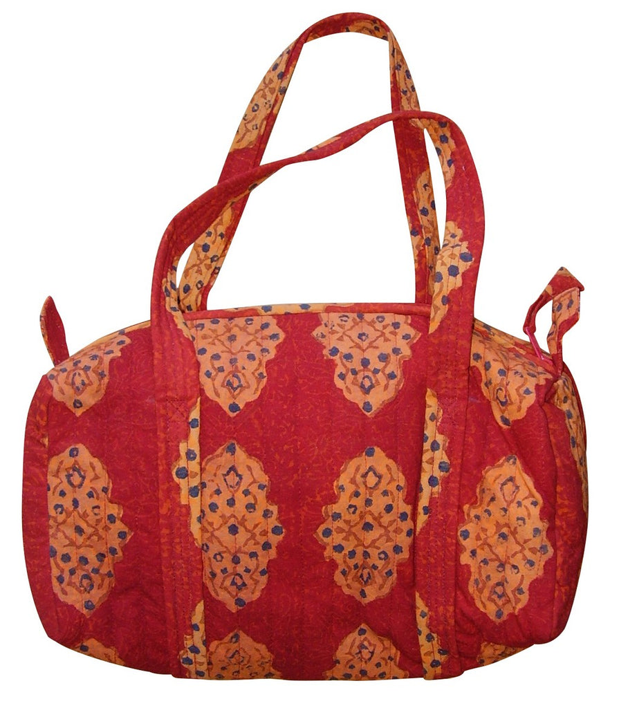 Block Printed Cotton Quilted Kensington Carry All Bag 14 x 8