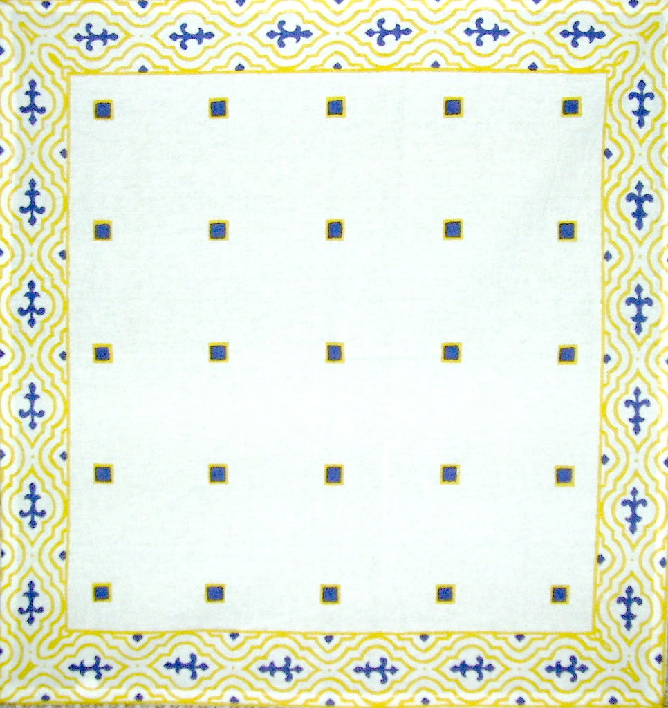 French Country Print Cotton Napkin 17" x 17" Periwinkle & Yellow