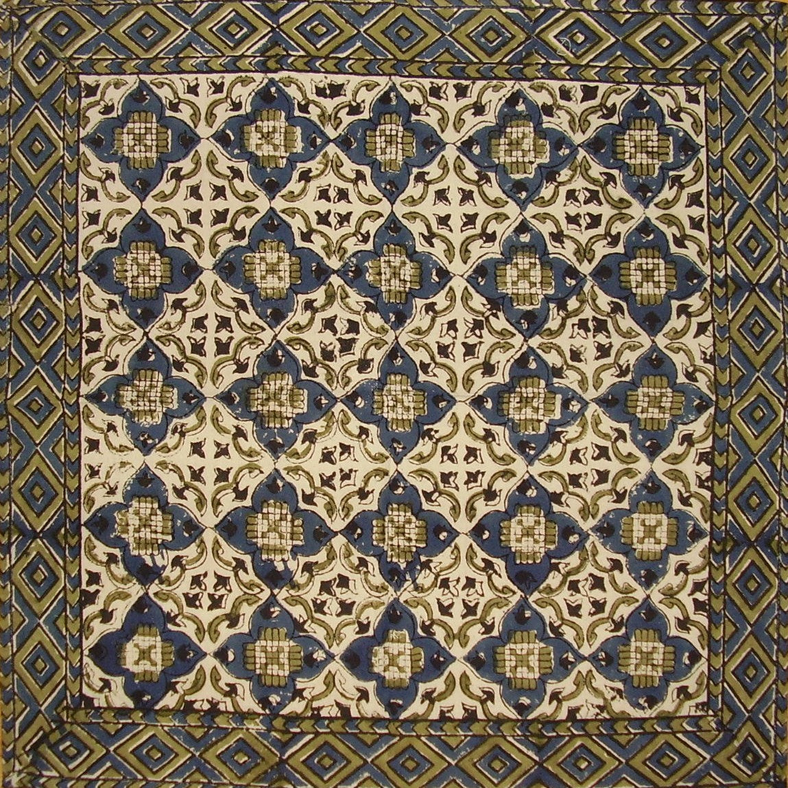 Șervețel de masă din bumbac cu imprimeu bloc marocan 18" x 18" Albastru indigo 