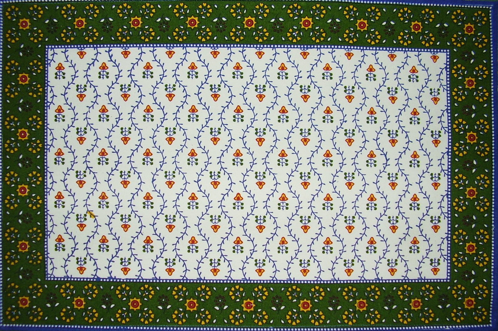 Mantel individual de algodón con estampado Buti, 19 x 13 pulgadas, azul 