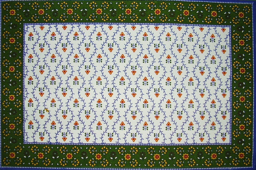 Mantel individual de algodón con estampado Buti, 19 x 13 pulgadas, azul