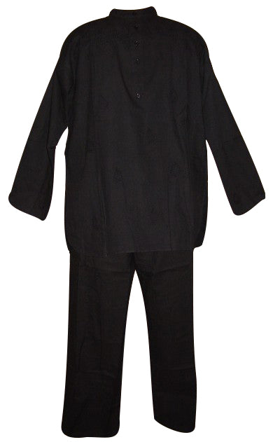 Costum pantalon kurta din bumbac de calitate bărbați și femei negru 2xl