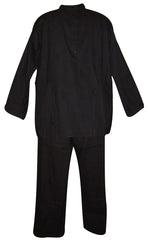Kvalitní bavlněné kurta kalhotové kostýmy pro muže a ženy černé 2xl 