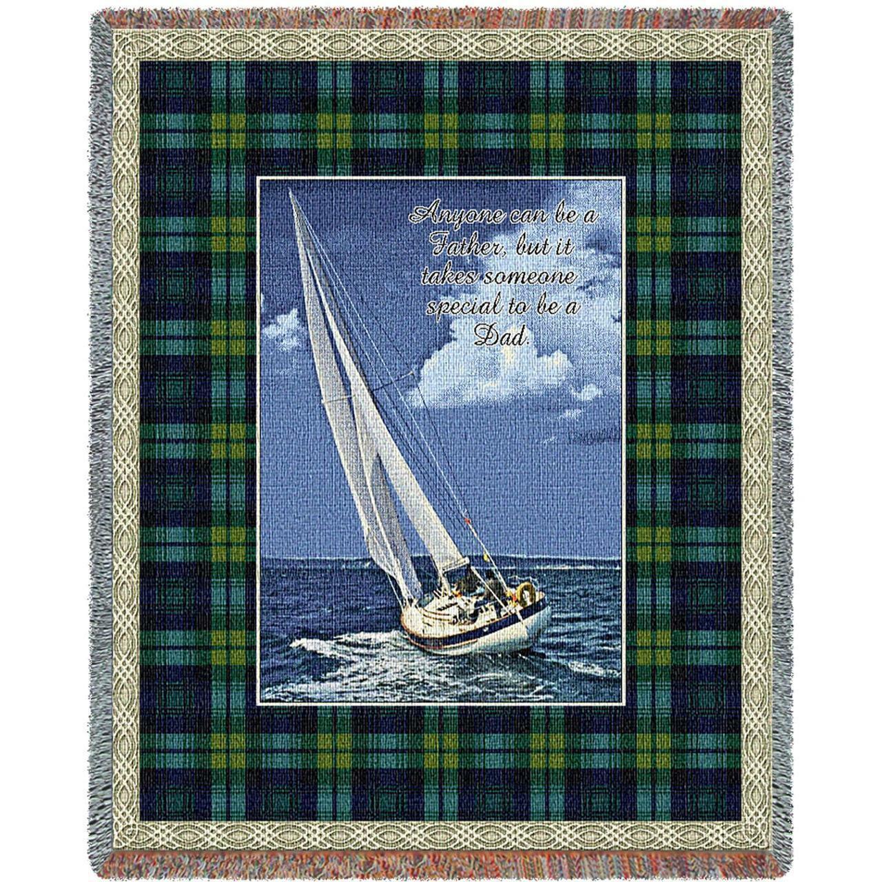 Manta tipo tapiz tejida especial para papá con flecos de algodón EE. UU. 72x54