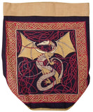 Mochila Celtic Dragon em algodão resistente 16 x 18 vermelho 