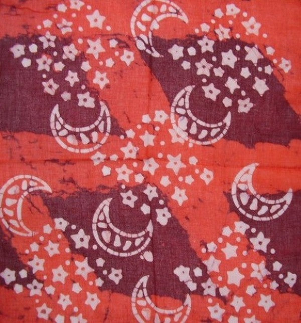 Cosmic Celestial Batik-Schal aus weicher, leichter Baumwolle, 20 x 20, Rot