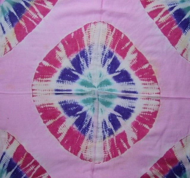 Handgemaakte katoenen tie-dye sjaal 20 x 20 roze 