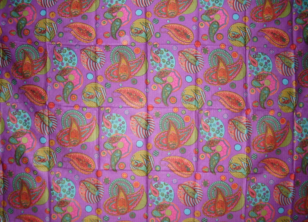 Psychedelic Paisley Scarf Wrap Shawl Cotton 72 x 42 Purple