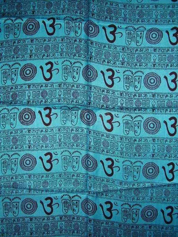 Schal mit Om-Symbol, Buddhismus, Viskose, 27 x 70 cm, Türkis