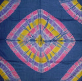 Eșarfă din bumbac Tie Dye, lucrată manual, 42 x 42 Albastru 