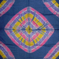 Handcrafted Cotton Tie Dye Scarf 42 x 42 Blue 