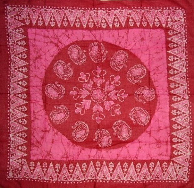 Lenço de algodão Batik faixa de cabeça 42 x 42 rosa