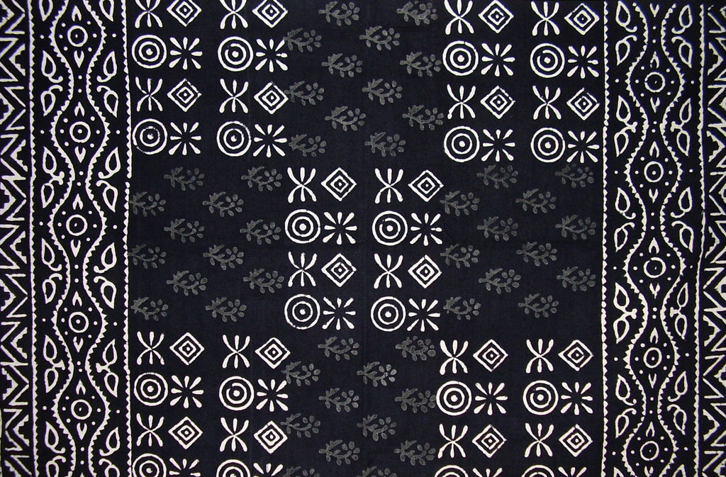 Baumwoll-Kissenbezug, Veggie-Dye-Blockdruck, 76,2 x 50,8 cm, Basic Black