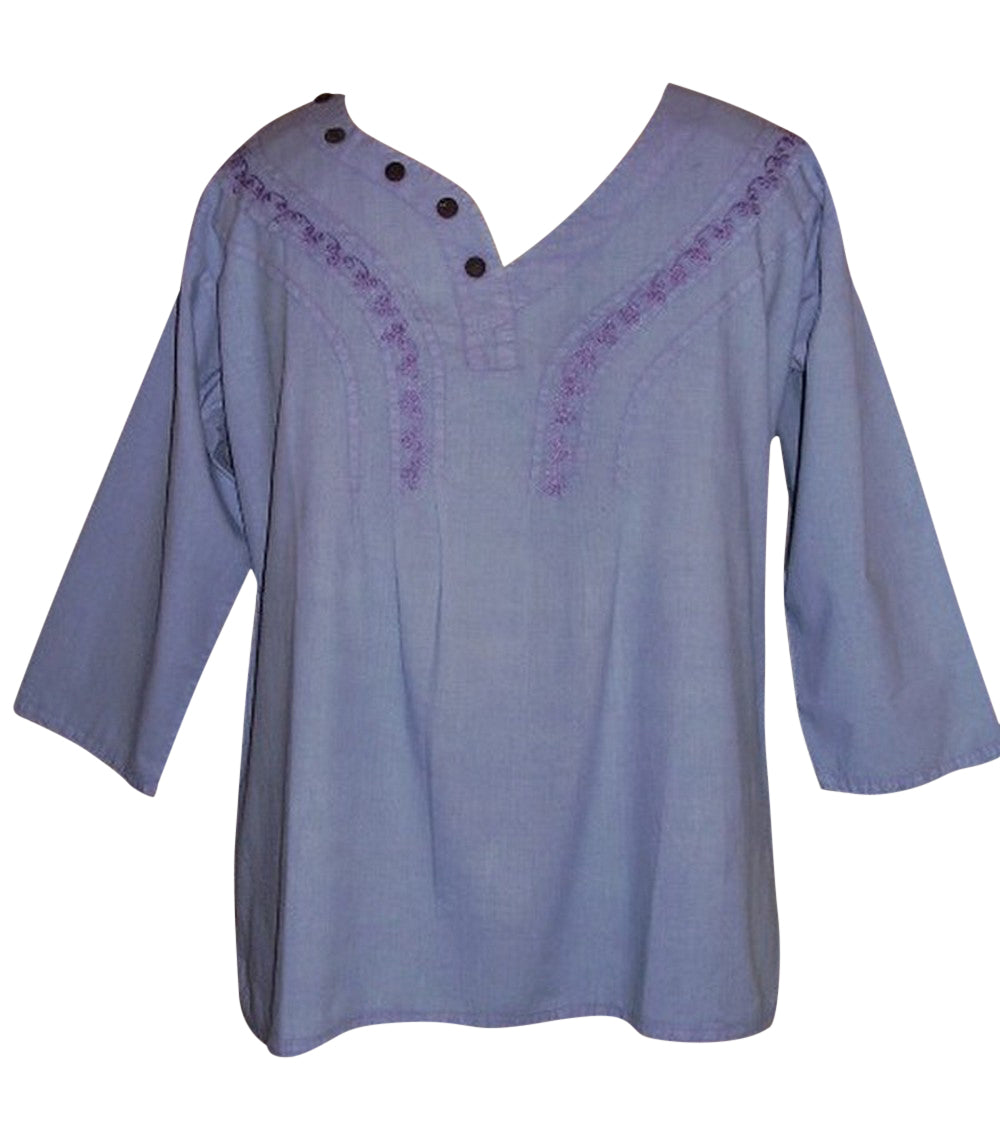 Dijual kemeja atasan blus biru lavender cantik wanita m/l 