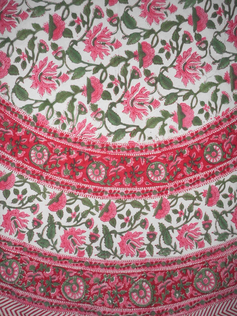 Mooi in roze blokprint rond katoenen tafelkleed 68" roze