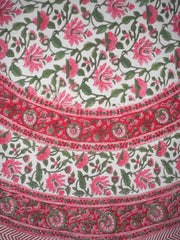 Pretty in Pink, runde Baumwolltischdecke mit Blockdruck, 172,7 cm, Rosa