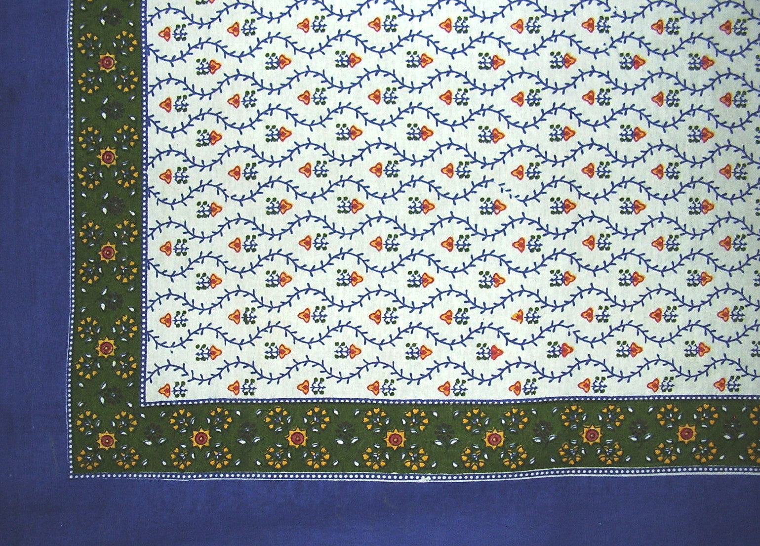 Quadratische Tischdecke aus Baumwolle mit Buti-Aufdruck, 177,8 x 177,8 cm, Blau