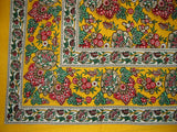 Quadratische Baumwolltischdecke mit Blumendruck, 177,8 x 177,8 cm, Honiggelb
