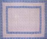 ผ้าคลุมเตียงผ้าฝ้ายพิมพ์ลาย Rajasthan Block 108 "x 82" Full-Queen Blue