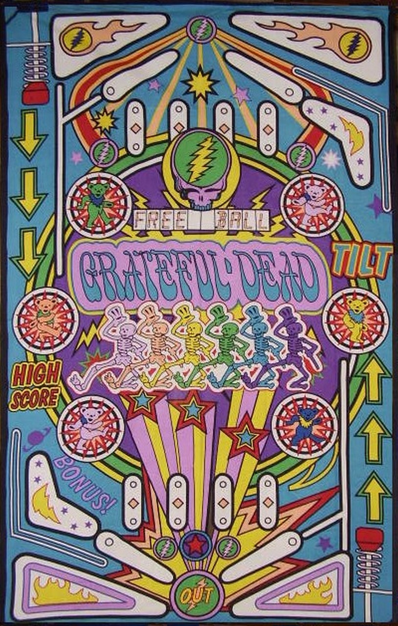 Grateful Dead Pinball Machine Bomuldsvæghængende 90" x 60" Single Multi Color