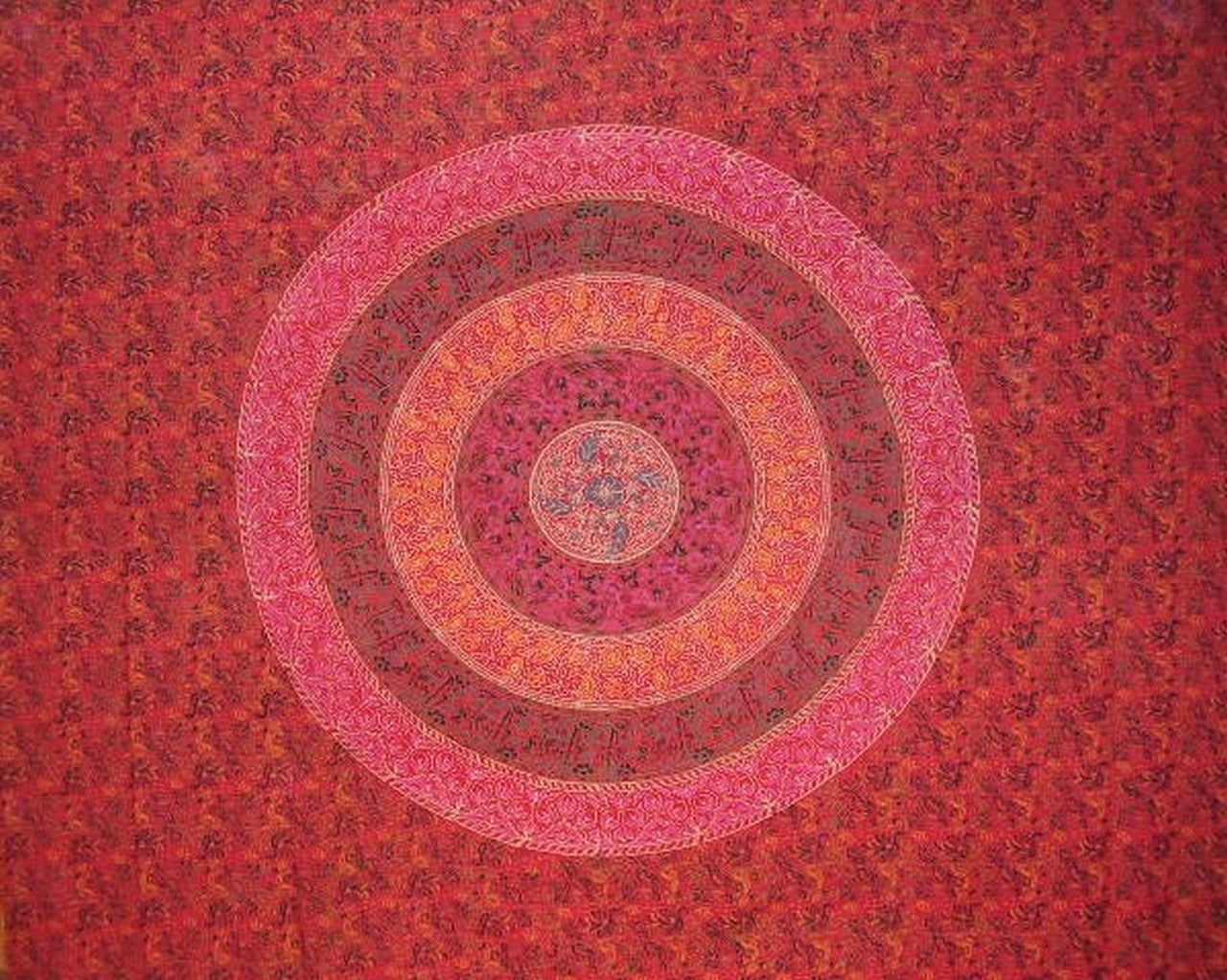 Sangananeer 印度挂毯棉质布 106 英寸 x 72 英寸双红色