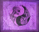 Yin Yang Dragon Tapestry Narzuta bawełniana 108 x 88 cali Full-Queen Purple