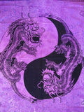 यिन यांग ड्रैगन टेपेस्ट्री कॉटन बेडस्प्रेड 108" x 88" फुल-क्वीन पर्पल