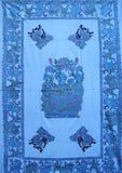 لوحة جدارية من القطن المزخرف من Tribesman مقاس 90 بوصة × 60 بوصة باللون الأزرق 