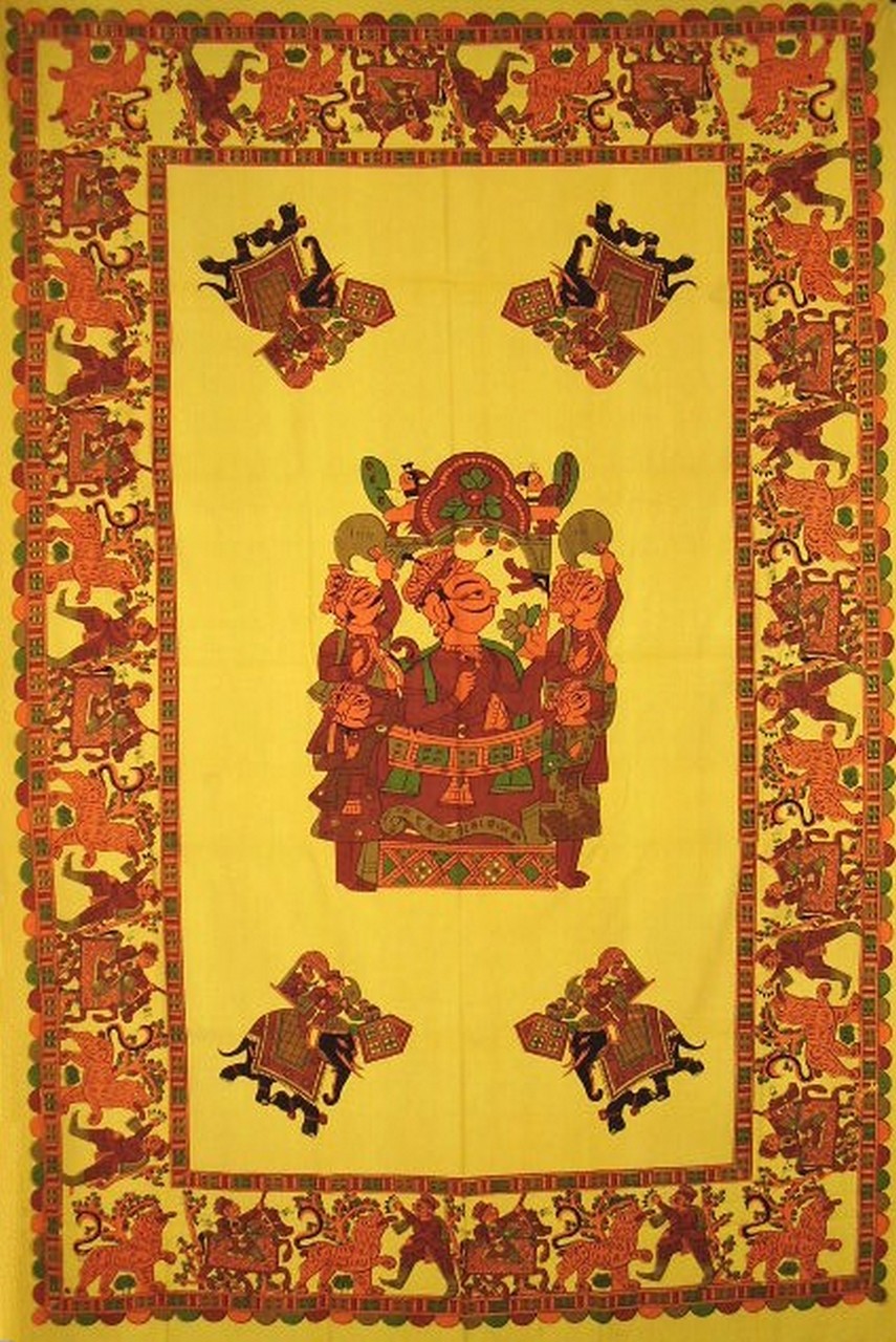 Tribesman 挂毯棉质壁挂 90 英寸 x 60 英寸黄色 
