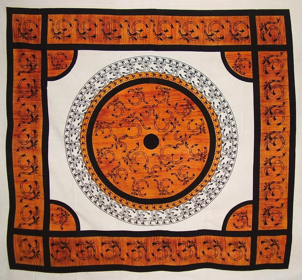Om Symbol Heavy Cotton Bedspread 88" x 82" Full Amber