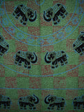 Mandala Elephant Tapestry Cotton Bedspread 108" x 88" Full-Queen Green