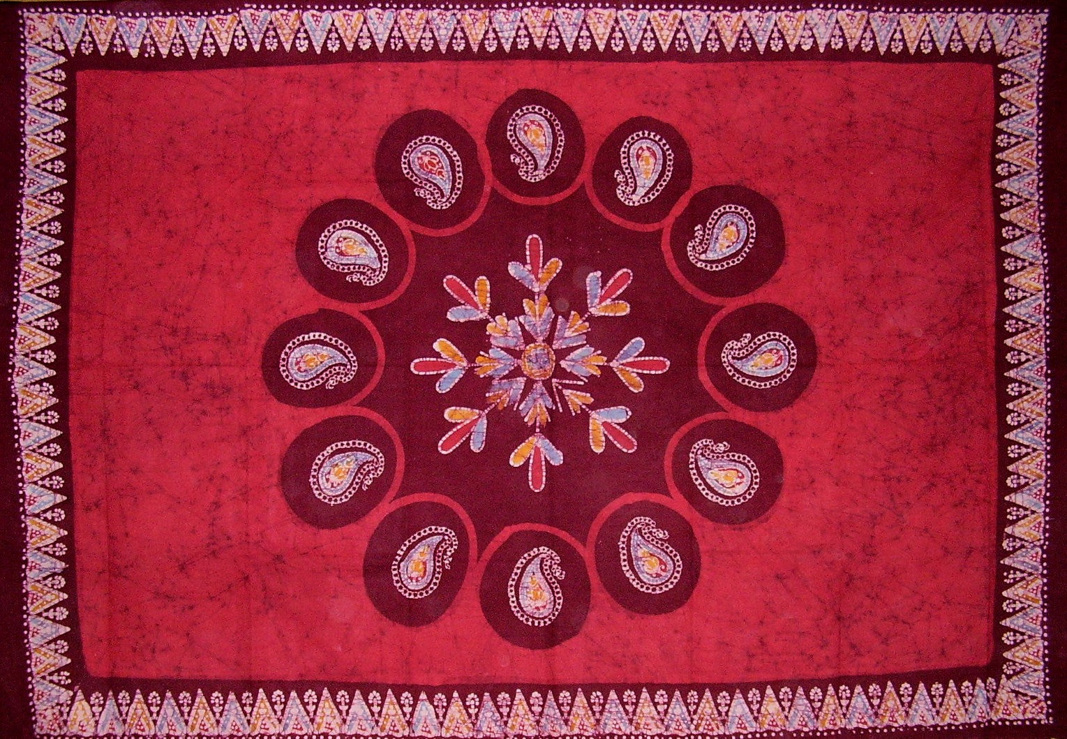 Batik Cotton Tablecloth 90" x 60" Red