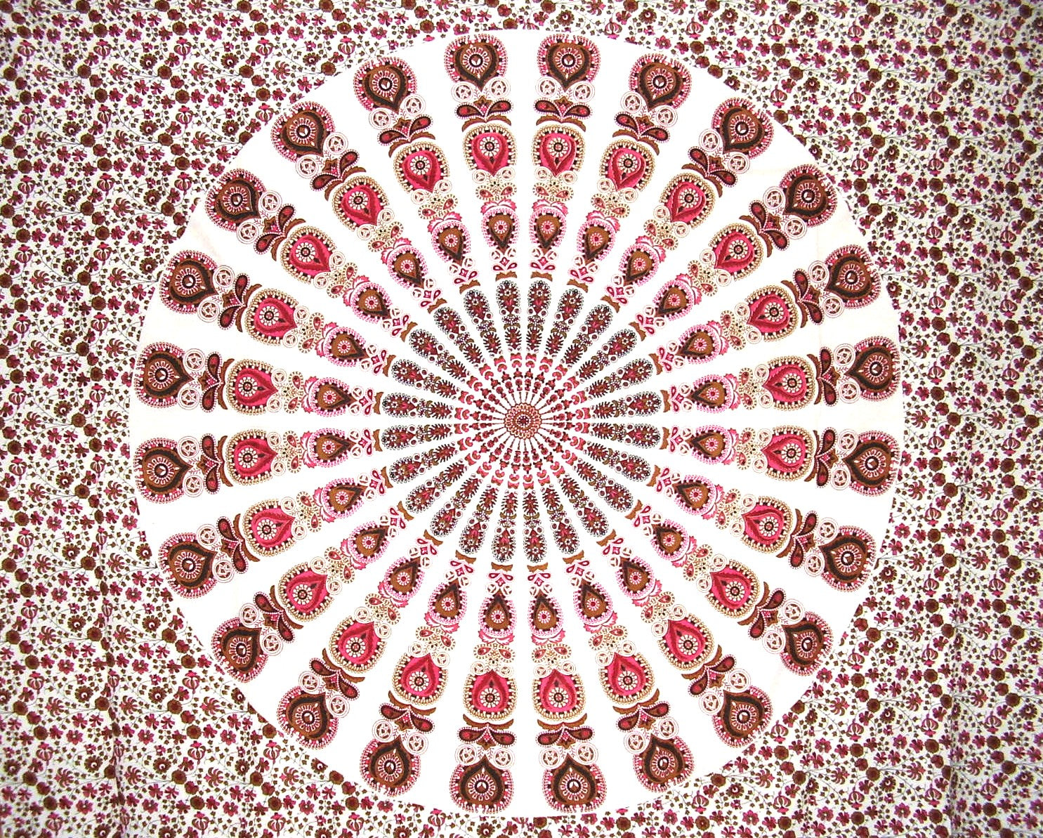 Sanganeer Mandala Tapestry Cotton Sengeteppe 98" x 86" Hel Rosa
