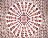 सांगानेर मंडला टेपेस्ट्री कॉटन बेडस्प्रेड 98" x 86" पूर्ण गुलाबी