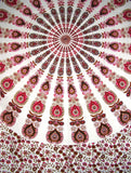 Sanganeer Mandala-Wandteppich-Tagesdecke aus Baumwolle, 248,9 x 218,4 cm, vollrosa