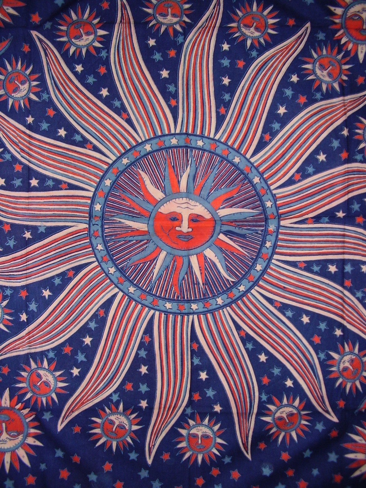 Himmlische Gobelin-Tagesdecke aus Baumwolle, 106" x 70" Twin Blue
